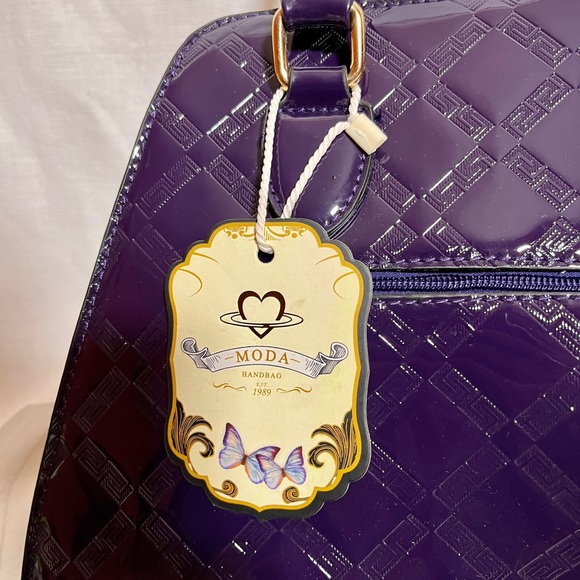 Moda Patent Faux Leather Purse-like Handbag - Deep Purple LDFK2712 - Picture 9 of 15